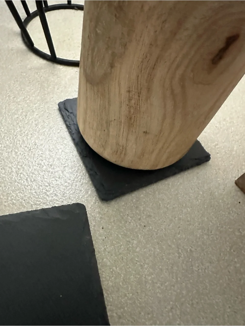 Set of 4 Natural Black Slate Square Drink Coasters with Chipped Edges